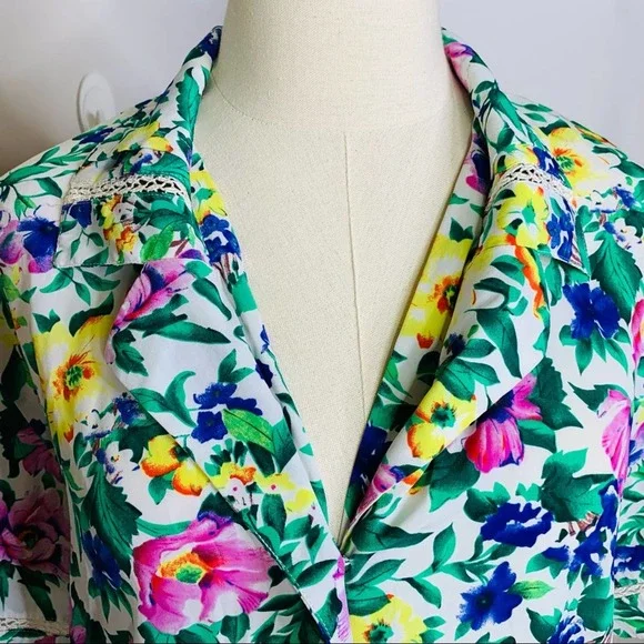 Vintage VS Victoria's Secret Gold Label Floral Sleep Top SMALL 2623 - Picture 4 of 7